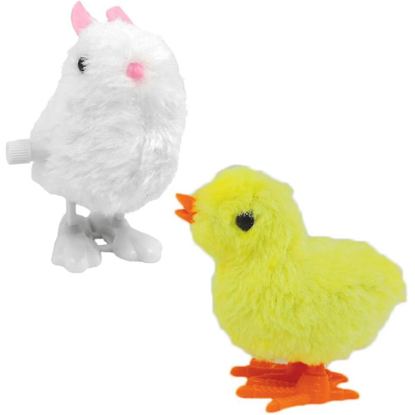 Uppdragbar hoppande vit kanin & kycklingkyckling påskägg 2-pack