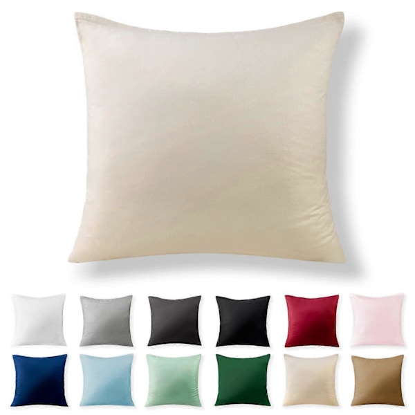 Putevar 40 x 40 cm - 100% bomull med glidelås, supermyk putevar 40x40, putevar, beige, kun putevar