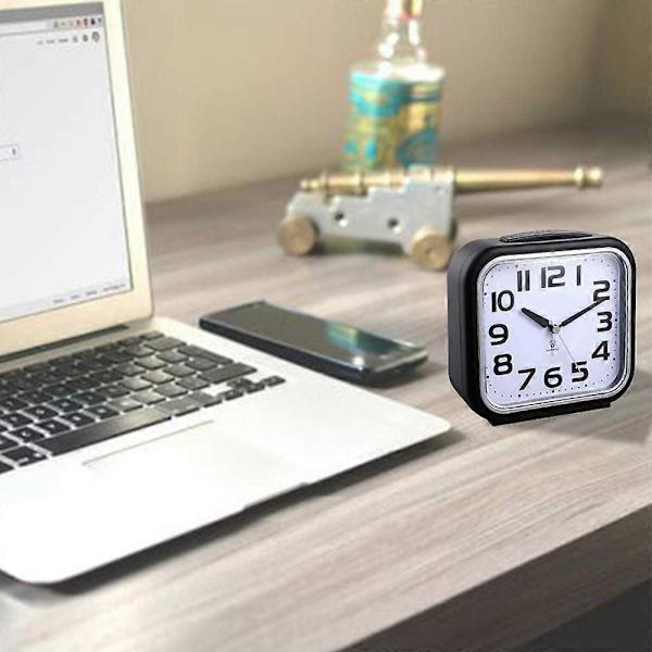 Piao Sort Stille Analog Alarmur Uden Tikken, Gentle Wake, Bip Lyd, Stigende Lydstyrke, Batteridrevet Snooze Og Lysfunktioner, Nem Indstilling