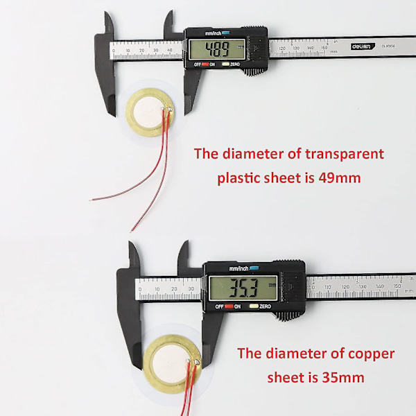 15 stk. 35mm Piezo Diske, Akustisk Pickup Piezo Disk Element Sensor Piezo Pickup Transducer Fortrådet