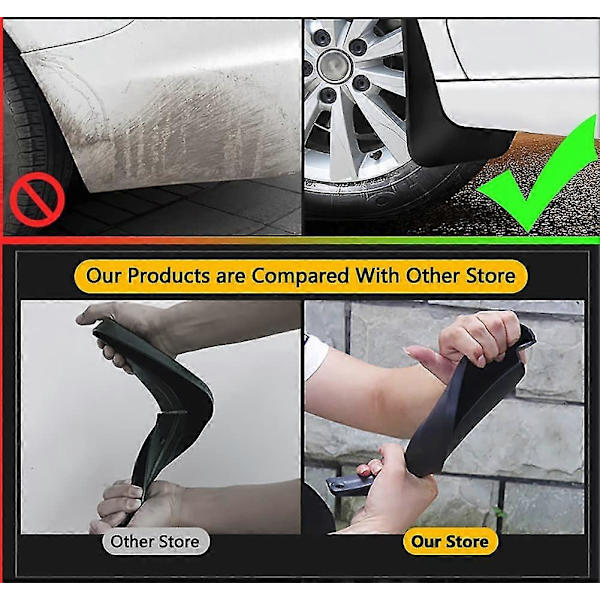 Stænklapper Mud Flaps til Tesla Model 3 2016-2022 4 stk. sæt.