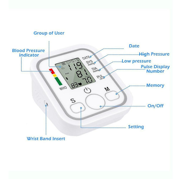 Blodtrycksmätare för överarmen, Hjärtfrekvensmätare, Hälsovård, Medicinsk Digital Mätare, Tonometer, Automatisk Mätning