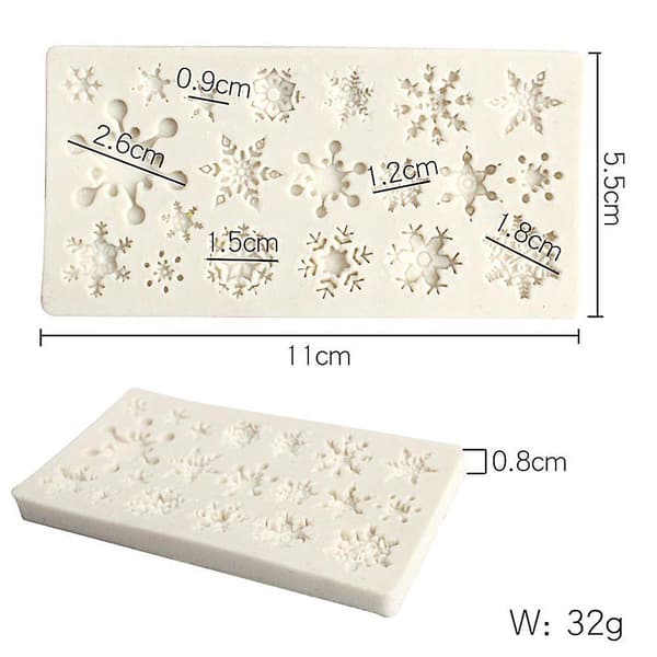 Jule-snøfnugg 3D Silikon Fondantform Kakedekorasjon Kant DIY Baking Mold