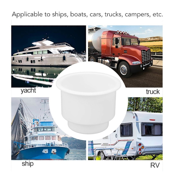 Kop Drikkeholder med Drænhul Let at Rengøre Glat Overflade Forsænket Drikkeholder til RV Yacht Lastbil Hvid
