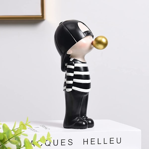 Moderne skulpturer til hjemmet, drenge tyggegummi figurer sort og hvid skulptur dekoration sommer bordpynt