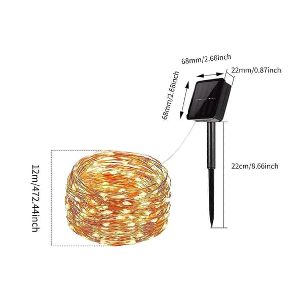 Julepynt 12M120LED Solcellelys Udendørs Have 8 Tilstande Solcellelysstreng 1STK