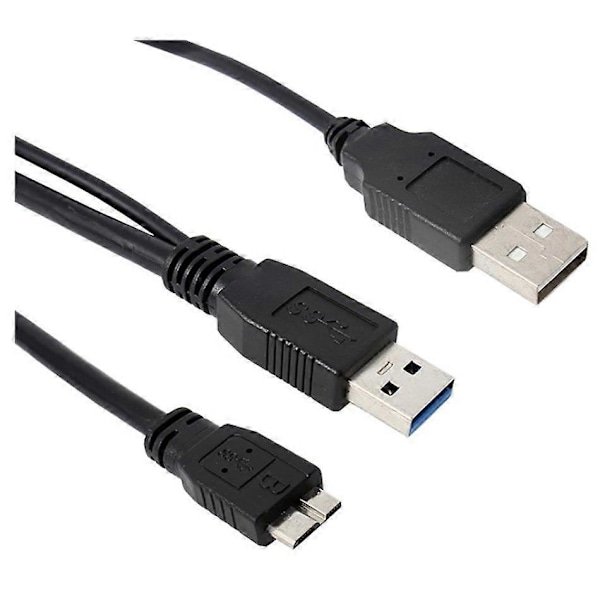 En Micro USB B 3.0 Y-Kabel til Ekstern Harddisk - Sort