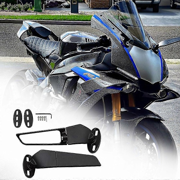 Universella Motorcykel Backspeglar Vindvinge Justerbar Roterande Sidospegel För