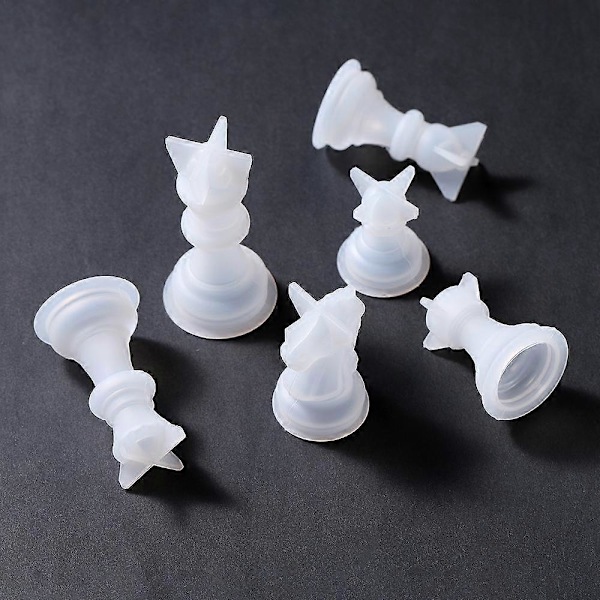 6 st 3D Schackpjäs Silikonform Internationellt Schack Drottning Kung Epoxiharts Gjutform