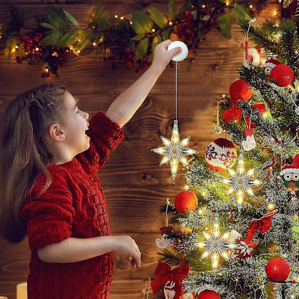 10,6 tommers Bethlehem julelys i plast med LED-belysning, store hengende stjerner, hww