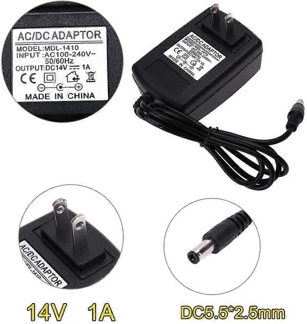DC14V 1A Adapter AC 100V-240V til DC 14V Konverter Strømforsyningsadapter 5.52.5 mm