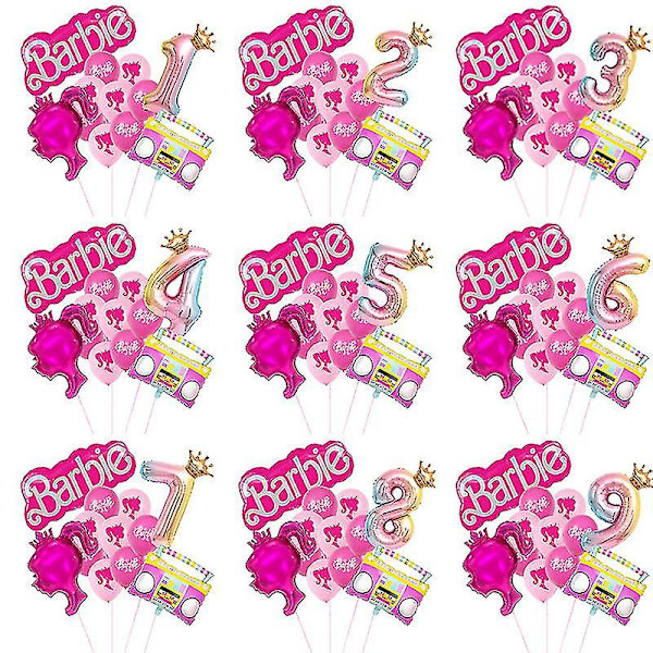 Nye DIY Kawaii Barbie Balloner Børn Piger Drenge 0-9 År Fødselsdagsfest Tema Dekoration Børn Baby Aluminium Film Balloner Legetøj