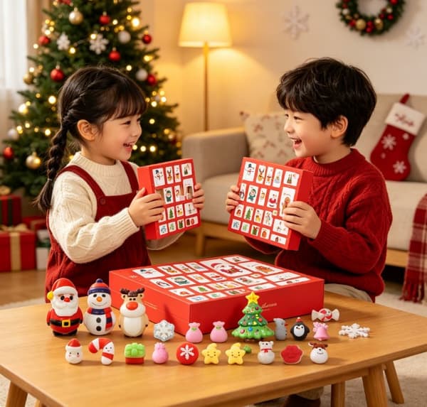 24 dages julekalender blind boks, jule-tema squishy fidget legetøjssæt, julegave til børn, 2026 ny