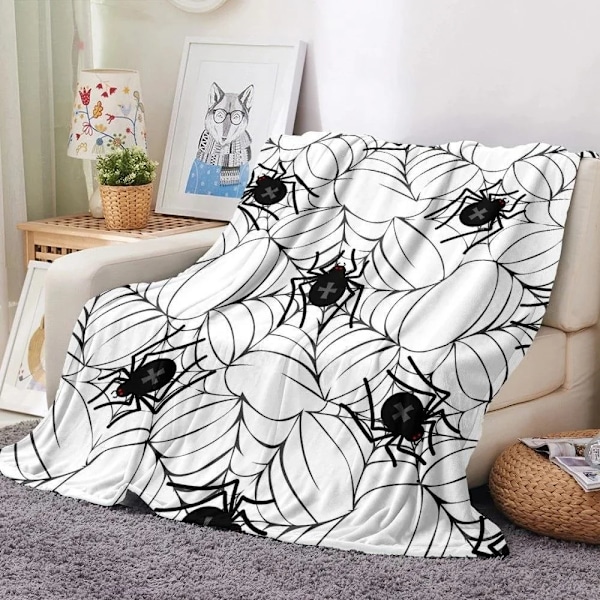 Halloween Tæppe - Græskar Hexe Bat Tæppe 50\"x60\" - Hyggelig Flanel Grå Halloween Dekoration til Fest Sofa Seng Stue Stil 18