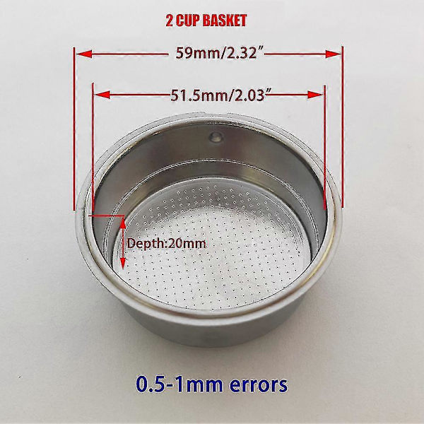 51 mm:n pohjaton kahvin uudelleenkäytettävä suodatin Portafilter Homix-pidikkeelle 60 mm 15-20 baaria espressolle