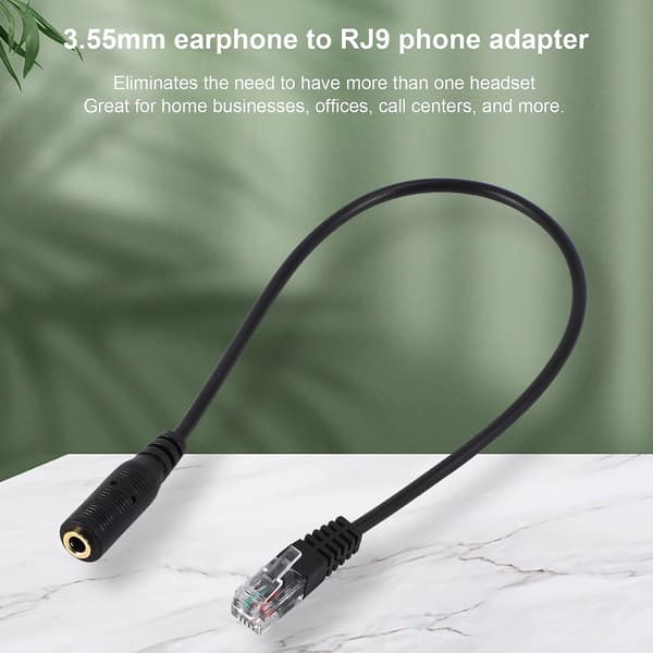 3,5 mm Pluggkontakt til RJ9 for Headset til Adapterkabel for Kontortelefon