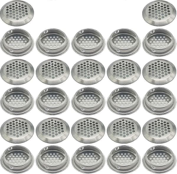 35 mm 27 Stykker Rustfrit Stål Rundt Mesh Ventilationsgitter til Køkkenskab
