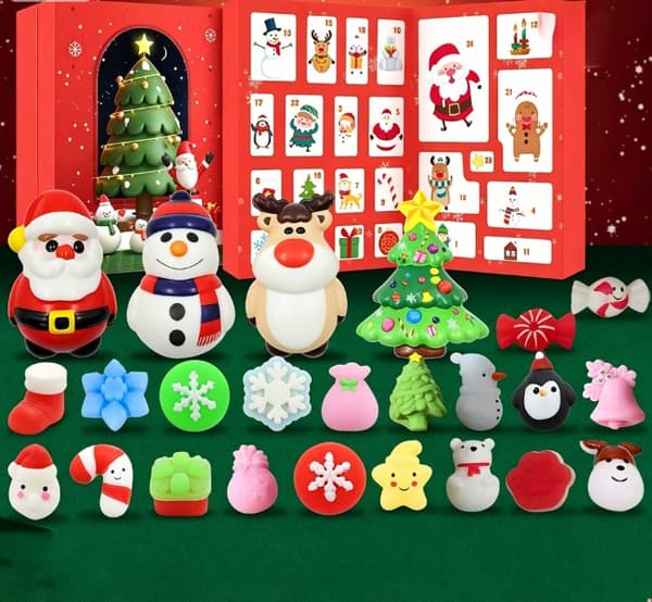 24 dages julekalender blind boks, jule-tema squishy fidget legetøjssæt, julegave til børn, 2026 ny