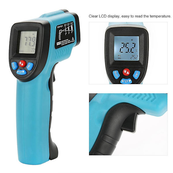 Berøringsfri Infrarød Digital Termometer -50¡æ til 550¡æ LCD Display