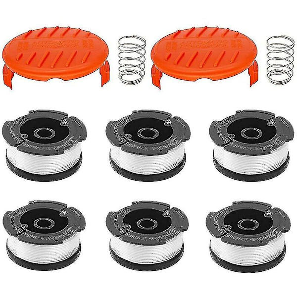 Sæt med 6 linjespoler med 2 dæksler til at erstatte Black Decker Trimmer Replacement Spoo--_SSDLV