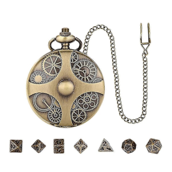 Mini Dnd Noppasarja Steampunk-vaihde Taskukello Noppasarja Metalli Dd Nopat Roolipelilauta Pelitarvikkeet Pöytäpeliseikkailuihin b