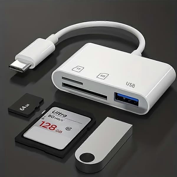 SD-kort og Micro SD-kort til USB-adapter til Android, USB C SD-kortlæser til kameraopbevaringskortlæser, SD-kortlæser til pc eller mobiltelefon