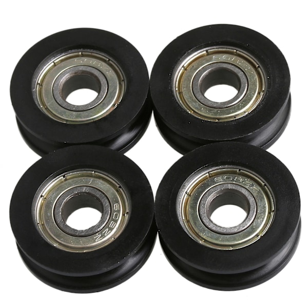 Trinseruller, Blokke Skiver 4 stk U-type Sporhjul Rulleleje Trinse Sort 3x1cm