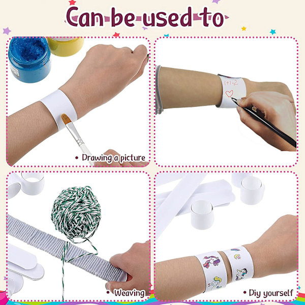 30 st/set Vita Slap Armband DIY Tomma Slap Band Bulk Plast Party