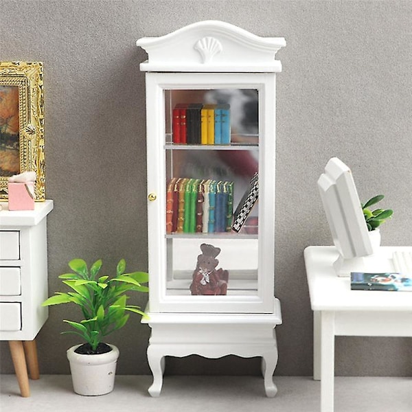 1/12 Dockhus Miniatyr Möbler Skåp Trä Enstaka Dörr Bokhylla Vitrinskåp För Dockhus Kitch