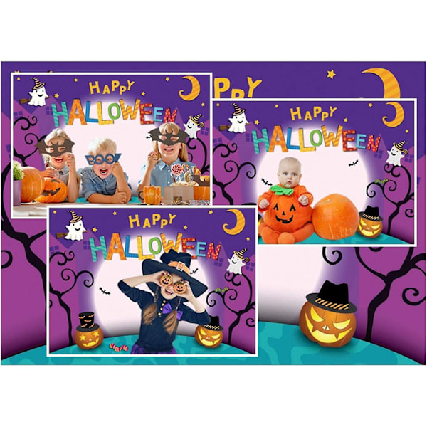 7x5ft Tegneserie Halloween Fotobaggrund Græskar Måne Fotobaggrunde Glad Halloween Party Vinyl Fotobaggrund Til Studio Rekvisit 11131
