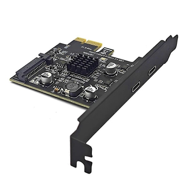 2-ports PCIE-kort PCI Express 3.0 X1 till dubbla USB-expansionskort SATA-ström USB3.2 Gen2 10 Gbps ASM3142-chip för stationär dator