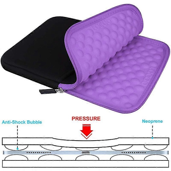 Tabletin suojakotelo lisätaskulla, musta+violetti 12,9 tuuman iPad Prolle (6./5./4./3. sukupolvi) 13 tuuman Surface Pro 9/8/X suojapussi