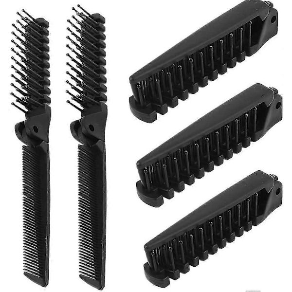 Fällbar Hårfborste, 5-pack Bärbar Resehårfborste Kam, Plast Fällbar