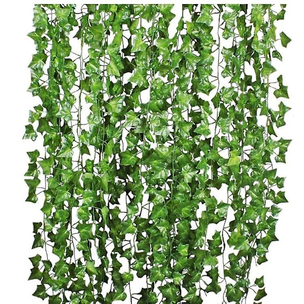 Pakke med 12 stykker 81 blade Ivy Garland kunstige planter, kunstig efeu plante, udendørs falsk efeu, kunst