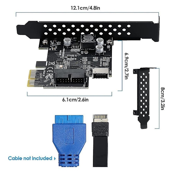 PCI-e 1x til USB 3.2 Gen1 5gbps 20-bens Front Panel Header (til Type-C Front Panel Header) Front Panel