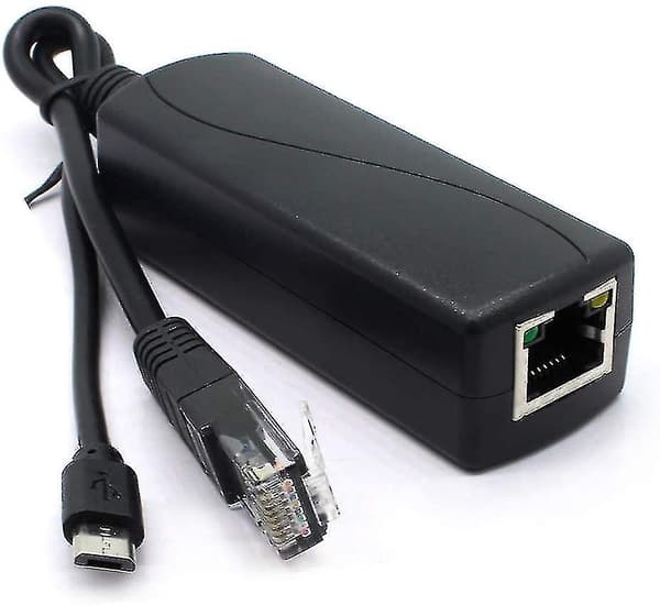 2-pak Gigabit PoE Splitter, 48V til 5V 2.4A Micro USB Ethernet Adapter, Fungerer med Raspberry Pi 3b+, IP Kamera og mere