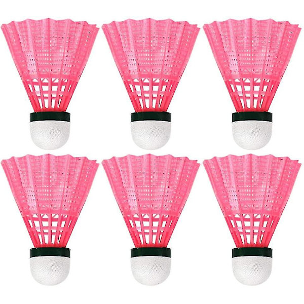 6-pak Plastik Badminton Holdbar Sports Træningsbold Badminton Udendørs - Pink