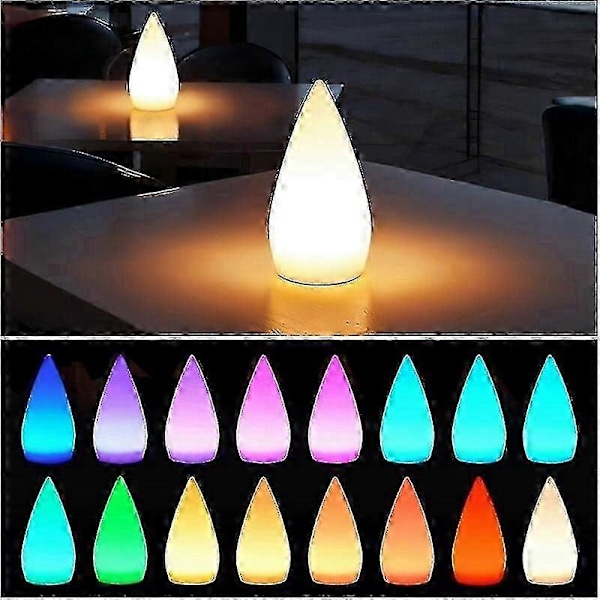 Laddbar Trådlös LED-Bordslampa, IP54 Tåreformad Bastulampa Dimbar Sänglampa Med RGB-Färgbyte, Utomhus Bordslampa Med Fjärrkontroll [