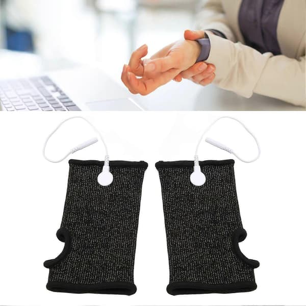 2 st Konduktiva Armband Minska Smärta Svullnad Silverfiber Elastisk för Artrit Domningar SvartYMMR)