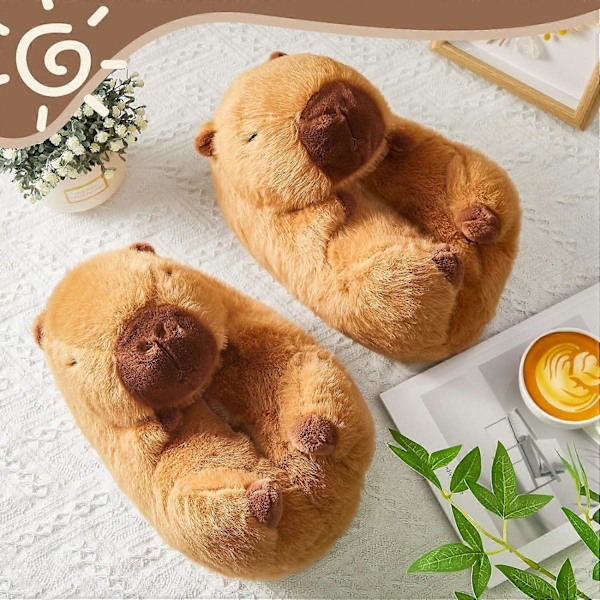 Capybara-Tøfler Søde Capybara Plys Tøfler Hjemmevarme Capybara Sko Fodindpakkede Capybara Slides til Kvinder Mænd Indo