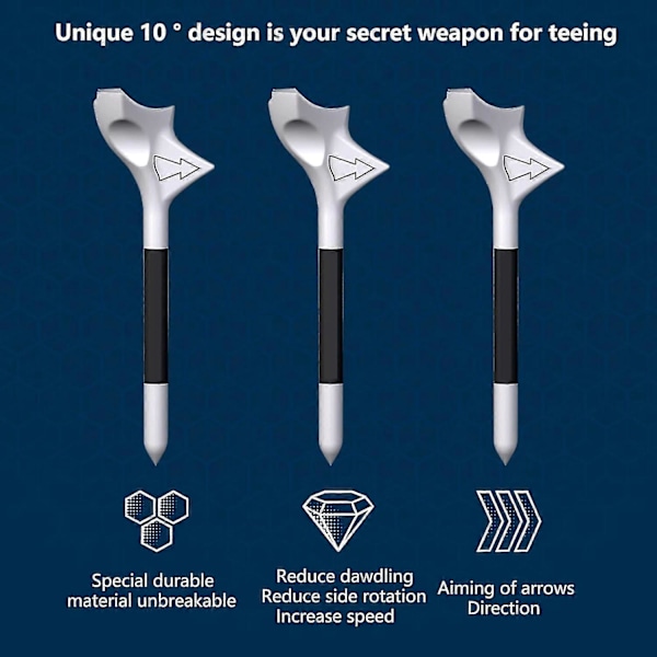 10 stk Golf-Tees for Golfelskere Nybegynnere, Profesjonelle Plast Golf-Tees, 10 Graders Skrå Innsetting Golf Tee Flight-path Golf-Tees