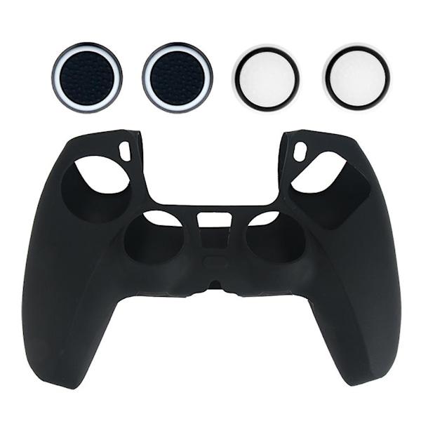 Anti-skli Silikondeksel Joystickhette for Sony PS5-kontroller Svart