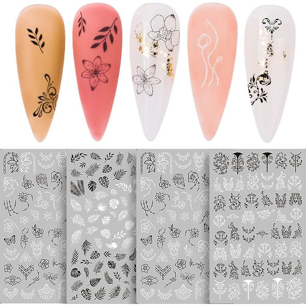 Nageldekorationsstickers DIY Nagelkonst Dekoration 3D Nagelkonst Dekaler Laser Luminous Fjäril Jul Snöflinga Lönn Nagelkonst Mönster, Självhäftande Nagel A