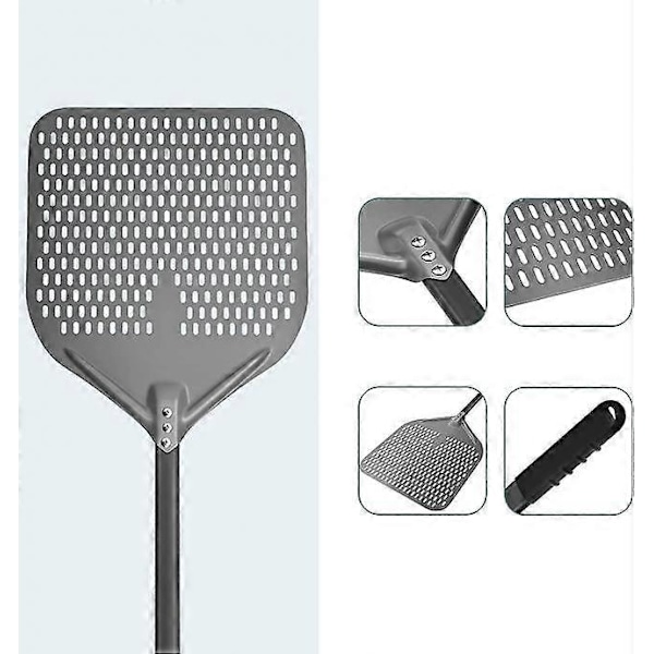 14\" Perforeret Pizzaspade Lang Bar Hårdanodiseret Aluminiumoxid Pizzaspade Super Stor Pivot Pizzaspade Professionel
