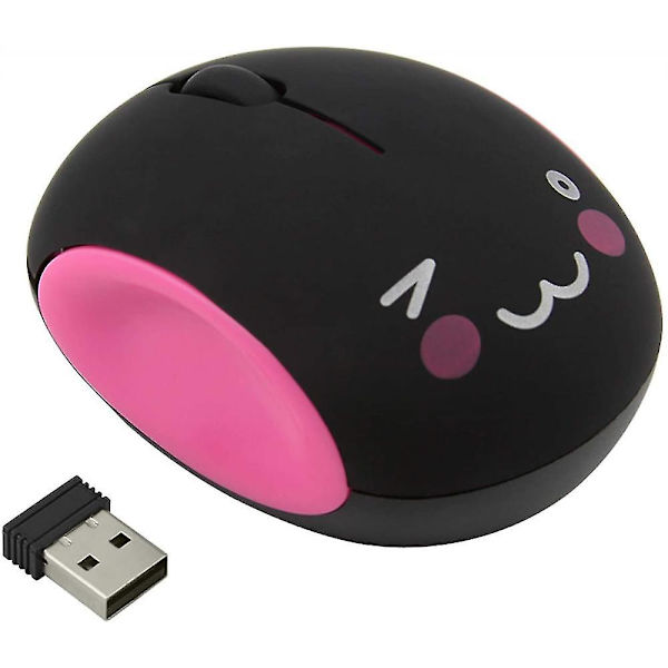 2,4 GHz trådlös mus, söt liten tyst mus, bärbar mini optisk laddningsbar mus, tecknad datormus, 3 knappar sladdlös mus för bärbar dator (rosa