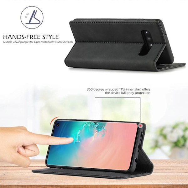 För Samsung Galaxy S10 LC.IMEEKE Stark Magnetism Ultratunn Horisontell Flip Stöttålig Matt TPU + PU Läderfodral med Ställ, Kortfack & Plånbok