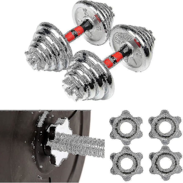 Sæt af 4 Dumbbell Spinlock, Skridsikker 25 Mm Standard Spinlock Klemmer, Skruehætter til Dumbbell Stænger, Barbell Stjerne Klemmer -t