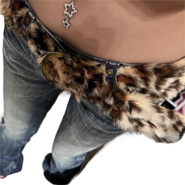 Frakkebælte/dekorativt bælte/elegant luksus damebælte, retro leopardmønster, moderigtigt taljebælte