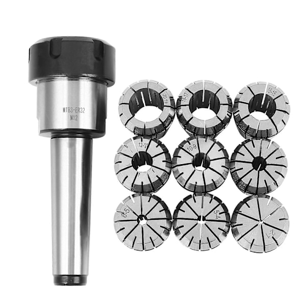 10kpl ER32 Jousiholkkisarja 2/4/6/8/10/12/16/18/20mm + MT3 M12 ER32 Holkkijyrsin Morse-kartiopidin