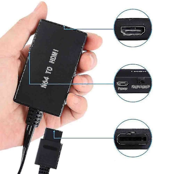 N64 til HDMI-konverteradapter HD-koblingskabler for 64 for NGC-konsoller